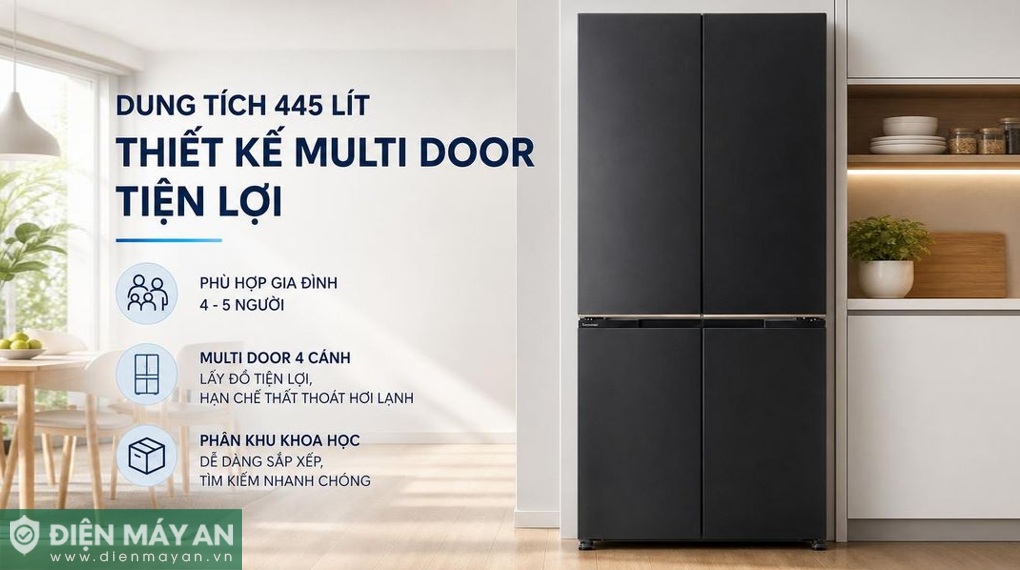 Tủ lạnh âm tường Panasonic Inverter 445 lít Multi Door NR-XZ520CWKV